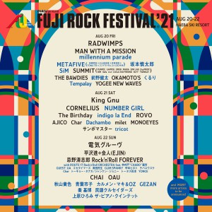 フジロック2021第二弾発表はmillennium parade、METAFIVE、NUMBER GIRL